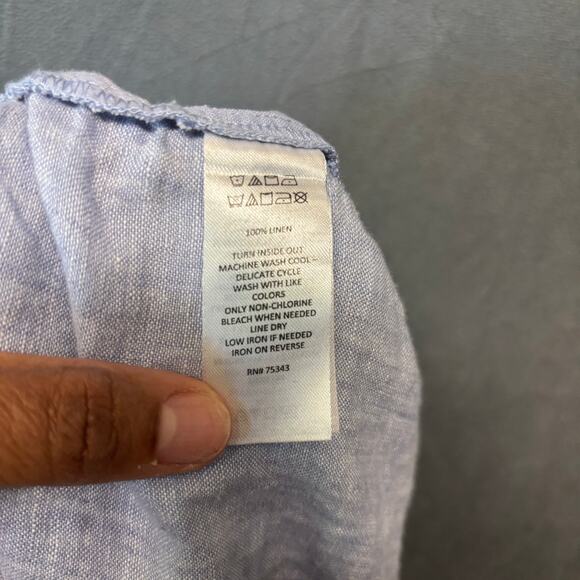 Tahari Womens 100% Linen Shorts 1X Light Blue Elastic Waist Casual Summer Resort - Picture 6 of 14